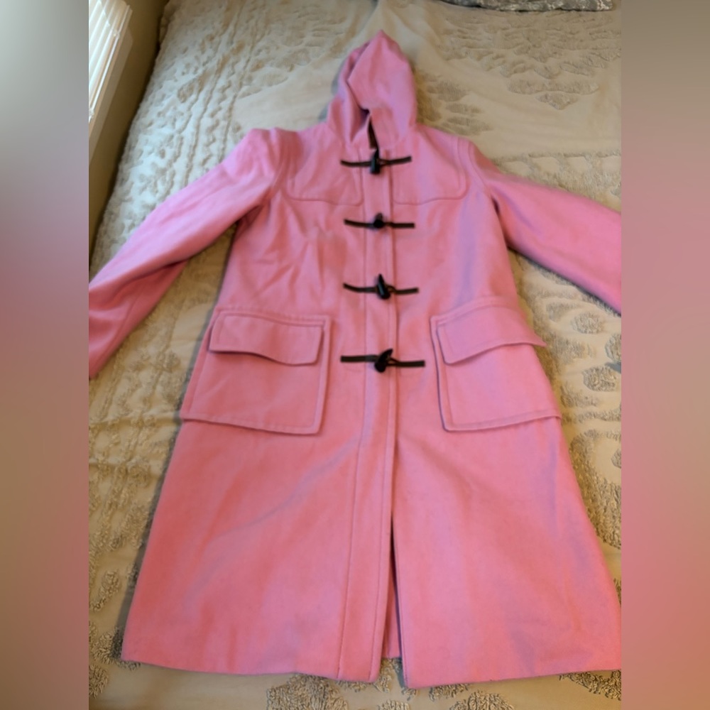 Candy pink toggle coat knee length